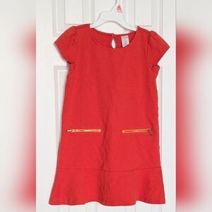 Gymboree Kids' (Size 8) Bright Orange Dress w/Gold Zippers & Ruffled Hem